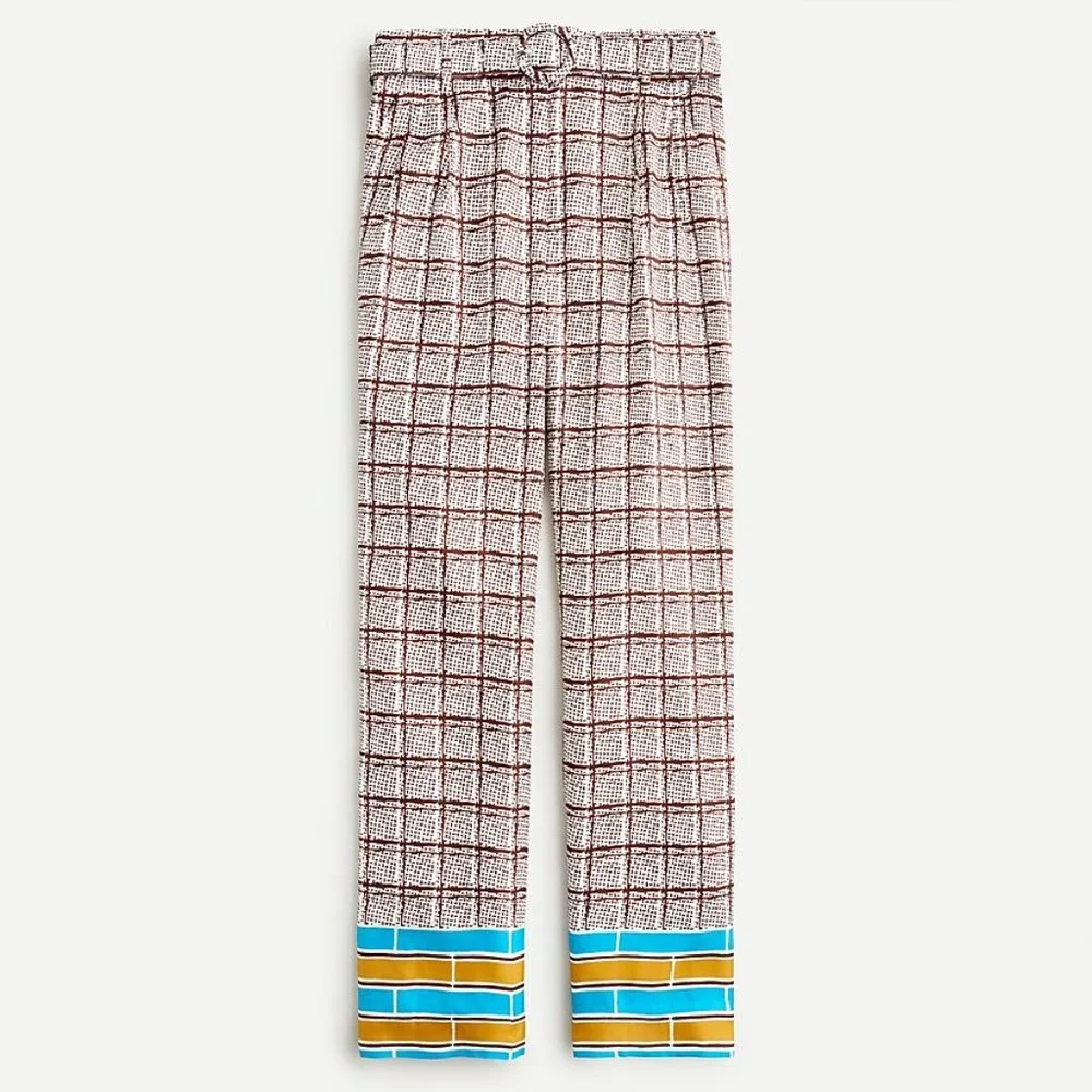 COLLECTION High-Rise Silk Twill Belted Trouser from J Crew - Picture 1 of 5